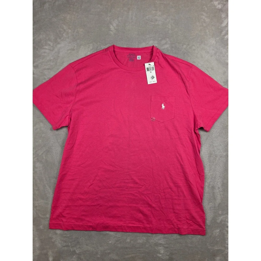 Polo Ralph Lauren T-Shirt Mens XL Pink Classic Fit Pocket Short Sleeve Tee